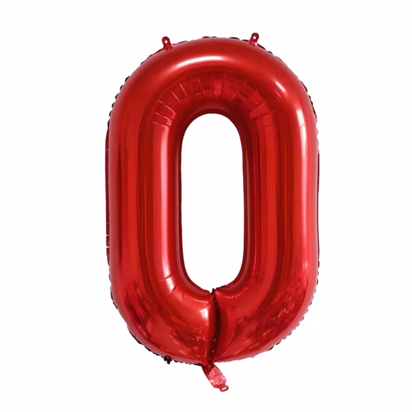 Balon folie cifră 0 roșu 100 cm pentru decorațiuni petreceri.