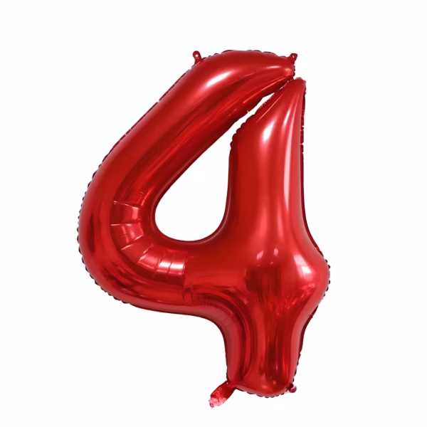 Balon folie cifră 4 roșu 100 cm accesorii petrecere.