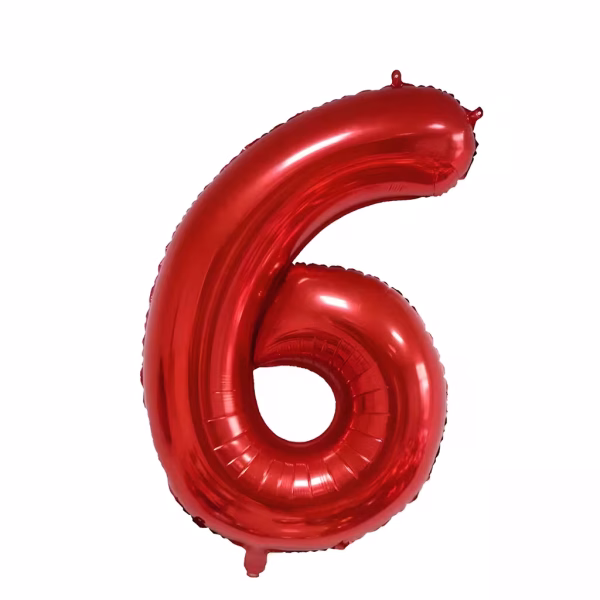 Balon folie cifră 6 roșu 100 cm pentru evenimente.