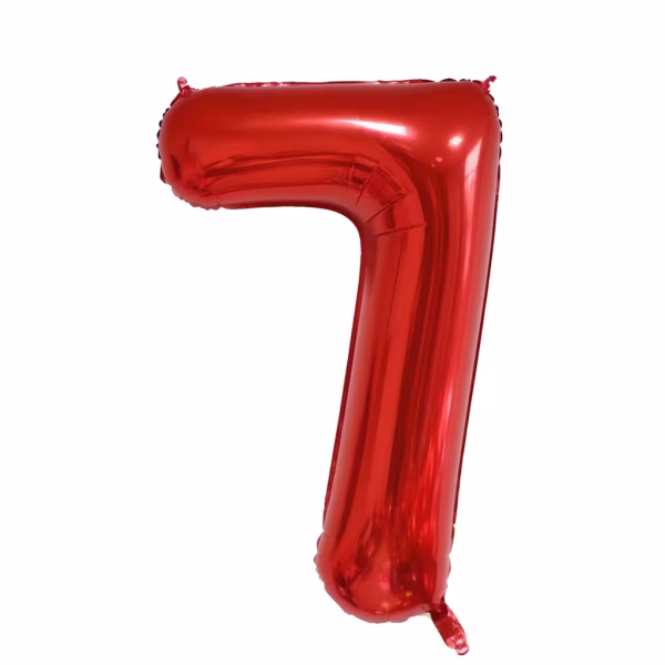 Balon folie cifră 7 roșu 100 cm decor petreceri copii.