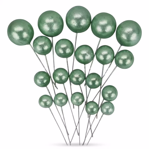 set 20 bile toppere tort verde metalizat