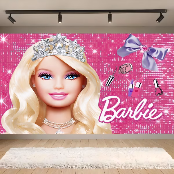 Background Barbie din Textil Premium pentru Poze 160x100 cm (COD 667B) Decorul perfect pentru o petrecere glamour! Transforma locatia intr-o lume de poveste cu acest fundal textil spectaculos.