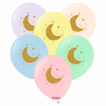 Baloane Latex Macaron Luna 30 cm Kalisan - Set 10 Baloane Set 10 baloane latex imprimate calitate profesionala partybaloane culori pastel macaron design luna semiluna stele auriu gold dimensiune 30 cm 12 inch marca Kalisan