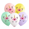 Baloane din latex 30 cm imprimeu Unicorn - Set 10 Baloane Set 10 baloane latex calitate premium partybaloane culori asortate pastel roz galben verde menta alb mov lila imprimeu unicorn corn auriu coronita flori dimensiune 30 cm 12 inch marca Kalisan