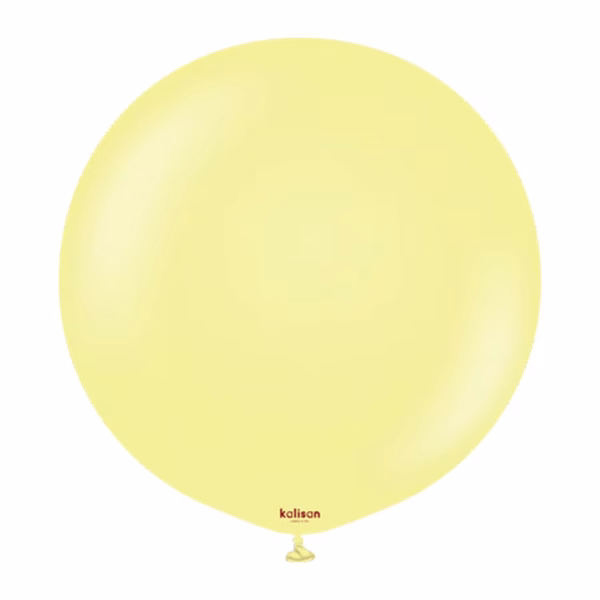 Balon Jumbo latex Macaron Galben Kalisan 90 cm Balon Jumbo latex gigant calitate profesionala partybaloane culoare macaron galben yellow pastelat deschis luminos mat opac dimensiune uriasa 90 cm 36 inch marca Kalisan