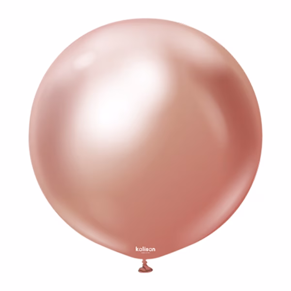 Balon Jumbo latex Mirror Rose Gold Kalisan 90 cm Balon Jumbo latex gigant calitate profesionala partybaloane culoare mirror rose gold auriu roz cromat metalizat oglinda stralucitor opac dimensiune uriasa 90 cm 36 inch marca Kalisan