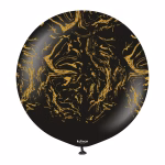 Balon Jumbo latex Nebula Black Gold Kalisan 60 cm Balon jumbo latex gigant imprimat calitate profesionala partybaloane design abstract fluid marmura nebula black negru profund gold auriu dimensiune uriasa 60 cm 24 inch marca Kalisan