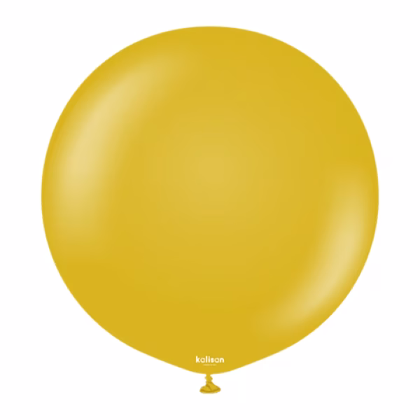 Balon Jumbo latex Retro Mustard Kalisan 60 cm Balon Jumbo latex gigant calitate profesionala partybaloane culoare retro mustard galben mustar vintage stins mat opac dimensiune mare 60 cm 24 inch marca Kalisan