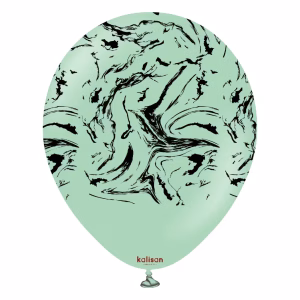 Safari Nebula Macaron Green Kalisan 30 cm - Set 10 Baloane Set 10 baloane latex imprimate calitate profesionala design abstract marmorat safari nebula verde pastel macaron green menta negru dimensiune 30 cm 12 inch marca Kalisan