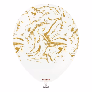 Safari Nebula White - Gold Kalisan 30 cm - Set 10 Baloane Set 10 baloane latex imprimate calitate profesionala partybaloane design abstract marmorat safari nebula alb auriu white gold dimensiune 30 cm 12 inch marca Kalisan