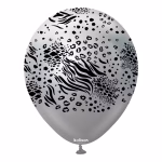 Safari Safari Mutant Mirror Silver Kalisan 30 cm - Set 10 Baloane Set 10 baloane latex imprimate calitate profesionala partybaloane design animal print mixt mutant zebra leopard sarpe safari mirror silver argintiu cromat metalizat negru dimensiune 30 cm 12 inch marca Kalisan