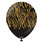 Safari Tiger Negru Kalisan 30 cm - Set 10 Baloane Set 10 baloane latex calitate premium partybaloane culoare negru black imprimeu animal print dungi tigru safari tiger auriu mustar dimensiune 30 cm 12 inch marca Kalisan petrecere jungla wild one