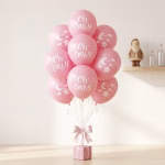 Set 10 baloane latex Oh Baby roz Kalisan - 30 cm Set 10 baloane latex calitate premium partybaloane culoare roz pink imprimeu alb mesaj oh baby luna stele norisori dimensiune 30 cm 12 inch marca Kalisan baby shower fetite botez