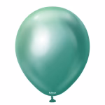 Set 100 baloane latex Mirror Green Kalisan 13 cm Balon mini din latex calitate profesionala finisaj cromat lucios efect oglinda mirror green verde smarald 13 cm marca Kalisan