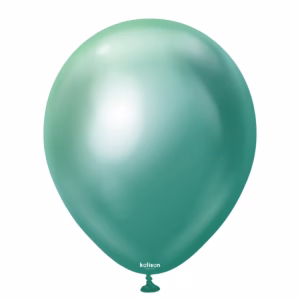 Set 100 baloane latex Mirror Green Kalisan 13 cm Balon mini din latex calitate profesionala finisaj cromat lucios efect oglinda mirror green verde smarald 13 cm marca Kalisan