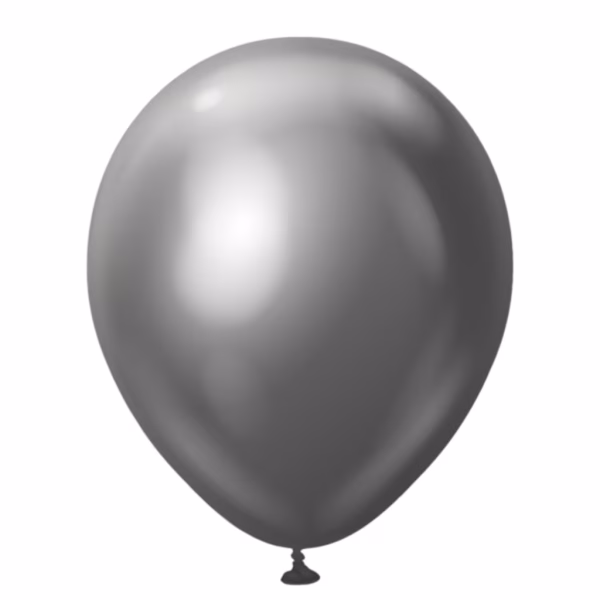 Set 100 baloane latex Mirror Grey Kalisan 13 cm Balon mini din latex calitate profesionala finisaj cromat lucios efect oglinda mirror grey gri antracit argintiu inchis 13 cm marca Kalisan