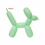 Set 100 baloane latex modelaj Macaron Green Mint Kalisan 260Q Balon lung modelaj 260 din latex calitate profesionala rasucit in forma de catel finisaj pastel matasos macaron green mint verde menta marca Kalisan