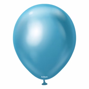 Set 50 baloane latex Mirror Blue Kalisan 30 cm Balon din latex calitate profesionala finisaj cromat lucios efect oglinda mirror blue albastru dimensiune standard 30 cm marca Kalisan