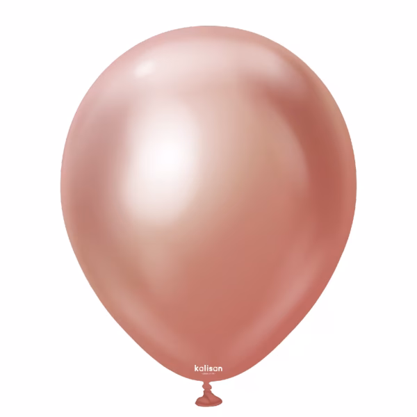 Set 50 baloane latex Mirror Rose Gold Kalisan 30 cm Set 50 baloane latex calitate profesionala partybaloane culoare mirror rose gold auriu roz cromat metalizat oglinda stralucitor opac dimensiune standard 30 cm 12 inch marca Kalisan