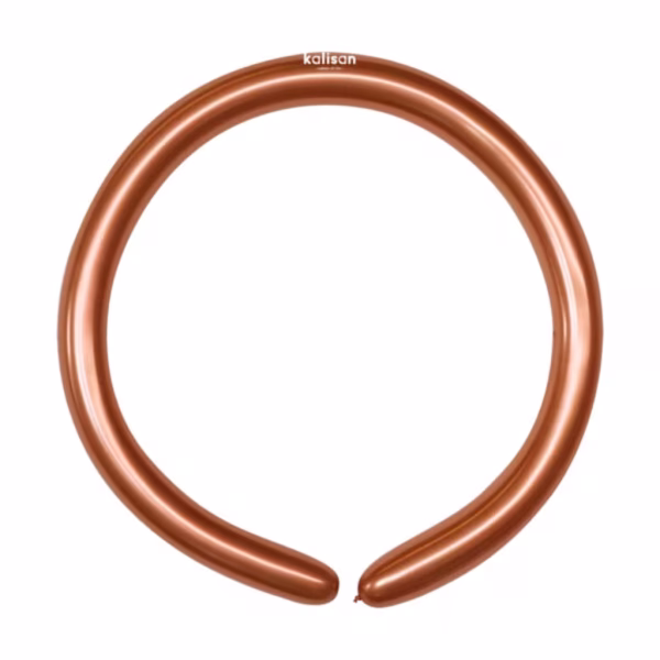 Set 50 baloane latex modelaj Mirror Copper Kalisan 260Q Balon lung modelaj 260 din latex calitate profesionala finisaj cromat lucios efect oglinda mirror copper aramiu cupru marca Kalisan