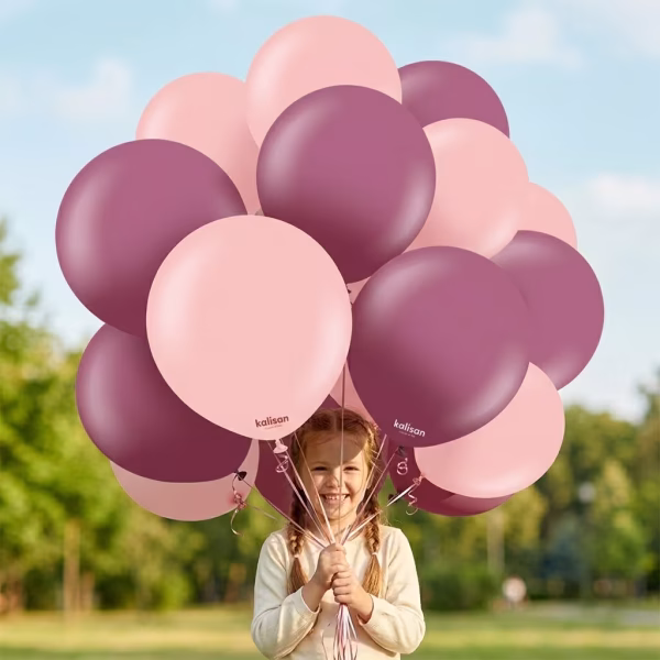 Baloane Jumbo Kalisan 45 cm 18 inch Buchet impresionant din baloane jumbo uriase Kalisan 45 cm latex in culori roz pudra si visiniu pentru decoruri premium