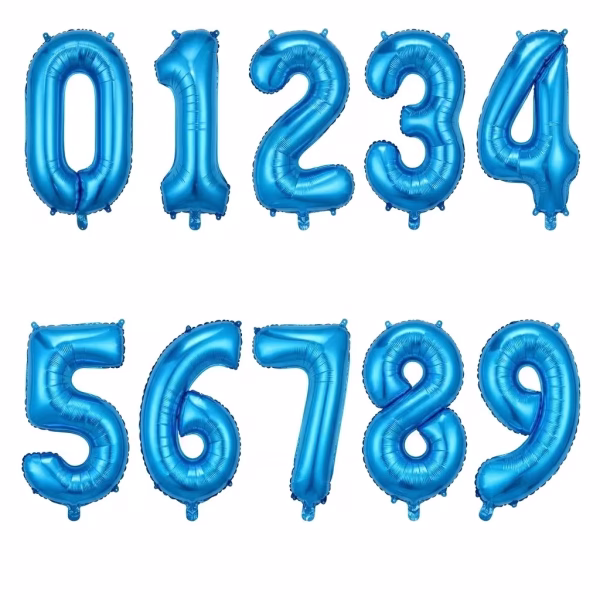 Balon Folie Cifra Albastru Metalizat 100 cm , 0-9 Set baloane folie cifre albastru metalizat de la 0 la 9 dimensiune gigant 100 cm pentru petreceri baieti.