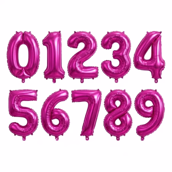 Cifra Roz Fuchsia 80 cm Set baloane folie cifre roz fuchsia metalizat de la 0 la 9 pentru petreceri fete.