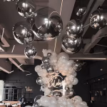 Balon Folie Sfera Orbz 3D Argintiu balon folie sfera orbz 3d argintiu pentru petreceri