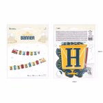hirlanda carton Happy Birthday model locomotiva si vagoane colorate.