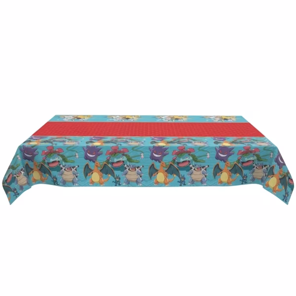 Fata de Masa Party Pokemon, Plastic, 120x180 cm, Procos Fata de masa tematica Pokemon asezata pe o masa dreptunghiulara, decor ideal pentru petrecerile de baieti.