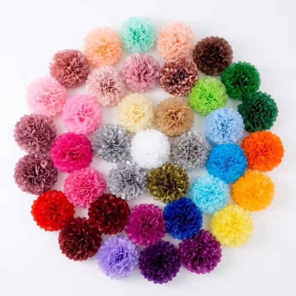 Floare Pompon Hartie de Matase 25 cm, Diverse Culori Colectie de flori tip pompon din hartie de matase diametru 25 cm in diverse culori pentru decoratiuni petreceri si candy bar.