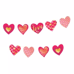Ghirlanda cu Inimi Love 17x200 cm Ghirlanda decorativa formata din inimi de carton roz si rosii cu mesajul love auriu pentru petreceri romantice.