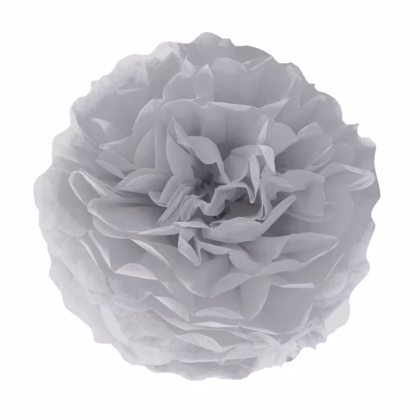 Pompom din hartie gri argintiu 15 cm