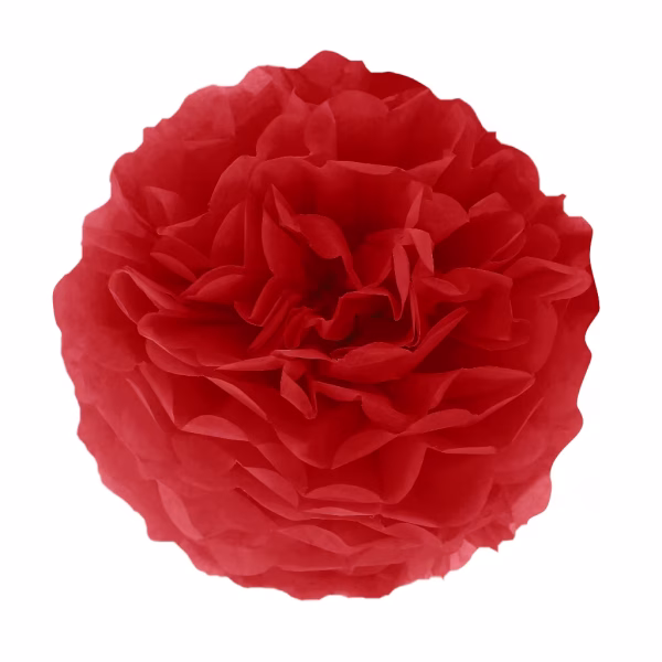 Pompom din hartie rosu 15 cm