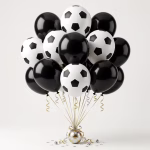 Set 15 Baloane Latex Imprimeu Minge Fotbal 30 cm Buchet din set 15 baloane latex imprimeu minge fotbal si baloane negre pentru petreceri tematice