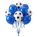 Set 15 Baloane Latex Imprimeu Minge Fotbal si Albastre 30 cm este alegerea perfecta pentru o petrecere de campioni. Comanda acum pe partybaloane si decoreaza! Buchet din set 15 baloane latex imprimeu minge fotbal si baloane albastre pentru petreceri tematice