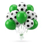 Set 15 Baloane Latex Imprimeu Minge Fotbal si Verzi 30 cm Buchet din set 15 baloane latex imprimeu minge fotbal si baloane verzi pentru petreceri tematice