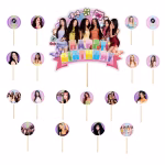 set 19 toppere tort katseye set 19 toppere tort katseye k-pop fete trupa muzicala decoratiuni petrecere adolescente happy birthday candy bar briose carton fluturi pastel y2k