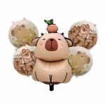 Set 5 Baloane Folie Bej Capibara decor petrecere tematica animale capibara bej
