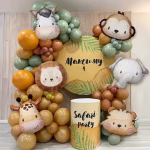 Set 6 Baloane Folie Cap Animalute Safari, Design Acuarela Set de 6 baloane din folie in forma de capete de animale safari, cu design acuarela, incluzand un elefant, o maimuta, o girafa, un leu, o zebra si un tigru.