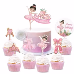 Set 7 Toppere Tort Balerina Happy Birthday set 7 toppere tort balerina happy birthday carton decoratiuni petrecere fetite balet dans roz tutu poante
