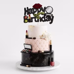 Topper Tort Make-up Happy Birthday Carton 15 cm topper tort make-up happy birthday carton decoratiuni petrecere fete femei cosmetice ruj machiaj beauty