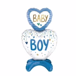 balon folie baby boy airwalker 89 cm Balon din folie tip figurina airwalker pentru baietei, model Baby Boy. Este compus din doua inimi suprapuse pe un suport albastru si are inaltimea de 89 cm.