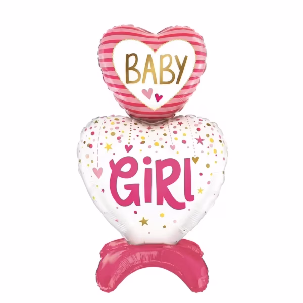 balon folie baby girl airwalker 89 cm Balon din folie tip figurina airwalker pentru fetite, model Baby Girl. Este compus din doua inimi suprapuse pe un suport roz fucsia si are inaltimea de 89 cm.