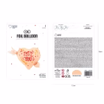 Balon din folie metalizata in forma de inima rose gold cu mesajul Love You, strapuns de o sageata argintie de Cupidon.