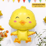 Balon Folie Puisor Galben Zambitor, Decor Petrecere Copii, 53x79 cm Balon din folie gigant in forma de puisor galben cu ochi zambitori, obraji roz si aripioare deschise, ideal pentru decor petreceri copii.
