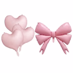 set 4 baloane folie fundita si inimi roz Set 4 baloane din folie pentru petreceri de fetite, format dintr-un balon gigant in forma de fundita roz pastel si trei baloane in forma de inima roz asortate.