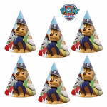 set 6 coifuri party patrula catelusilor Set de 6 coifuri din carton pentru petreceri de copii, avand imprimeu cu personajele din Patrula Catelusilor (Chase in prim-plan, alaturi de Marshall si Rubble), produs sub licenta de Procos.