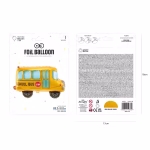 Ambalajul balonului din folie autobuz scolar marca PartyPal cu dimensiunile 68.2 x 51.6 cm.