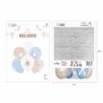 Ambalajul original al setului de baloane Little Ones albastru, specificand dimensiunea de 30 cm si recomandarea pentru aer sau heliu.